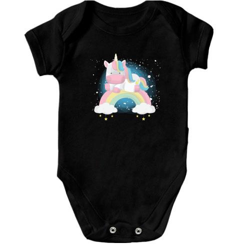 Детский боди Baby unicorn on a rainbow