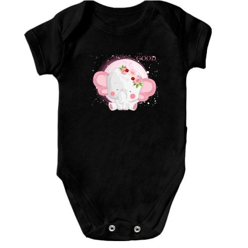Детский боди Baby elephant pink