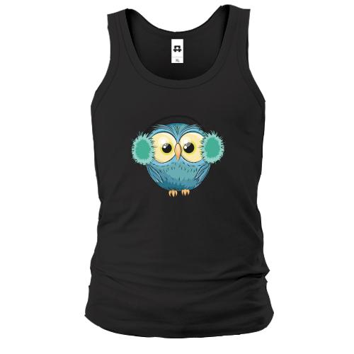 Мужская майка Owl in headphones