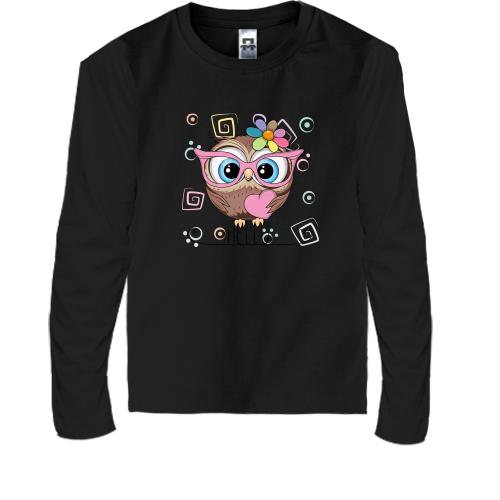 Детский лонгслив Baby owl with heart