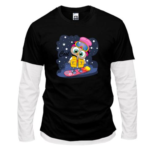 Комбинированный лонгслив Baby owl snowboard