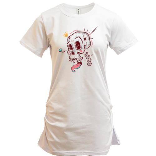 Подовжена футболка Skull with tongue. art