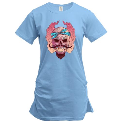 Удлиненная футболка Skull with mustache