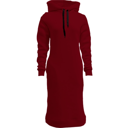 Женская бордовая толстовка-платье 