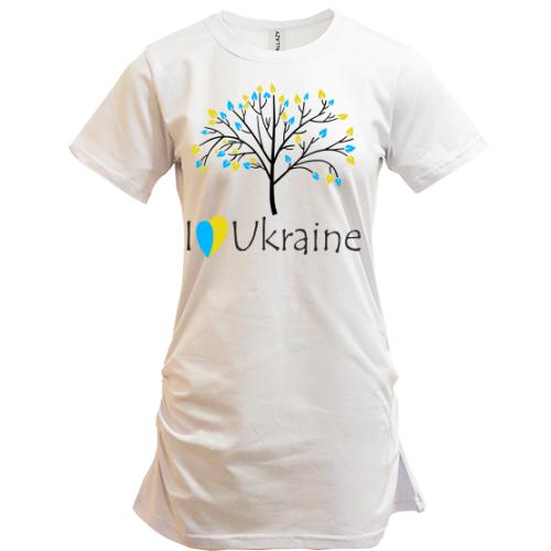 Подовжена футболка Я люблю Україну