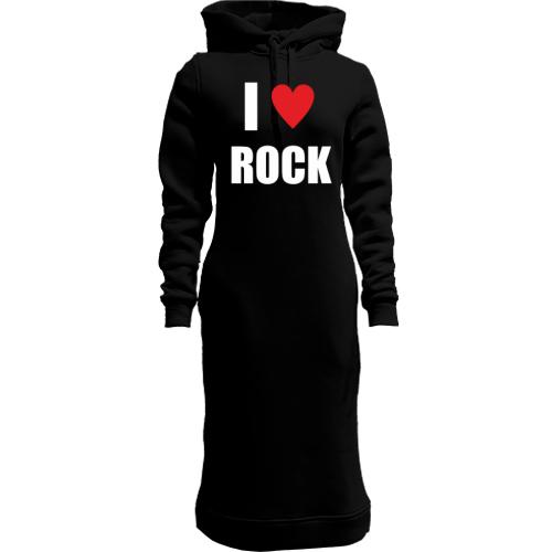 Женская толстовка-платье  I love Rock