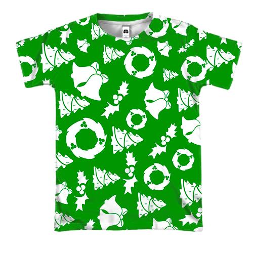 3D футболка Christmas green pattern