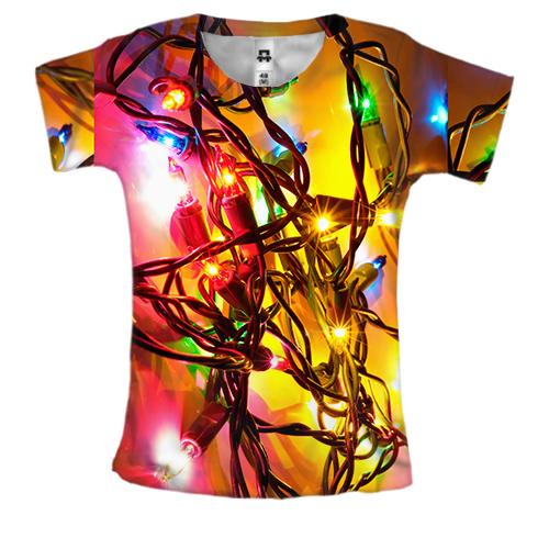 Женская 3D футболка Christmas garland