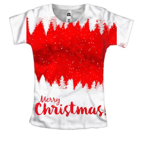 Жіноча 3D футболка Christmas red trees