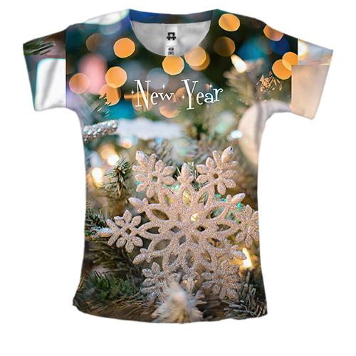 Жіноча 3D футболка Christmas snowflake