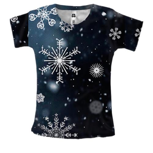 Жіноча 3D футболка Snowflakes pattern 2