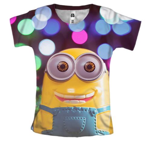 Женская 3D футболка New year minion