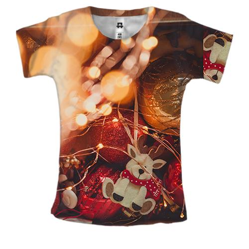 Жіноча 3D футболка Christmas garland 3
