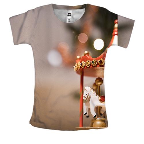 Женская 3D футболка Christmas carousel