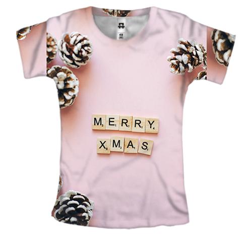 Жіноча 3D футболка Merry Christmas 2