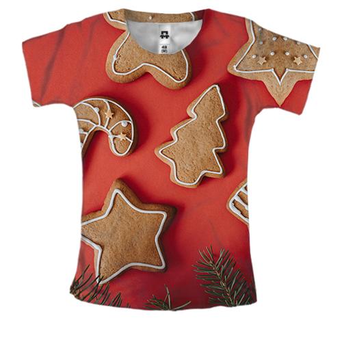 Жіноча 3D футболка Christmas gingerbread