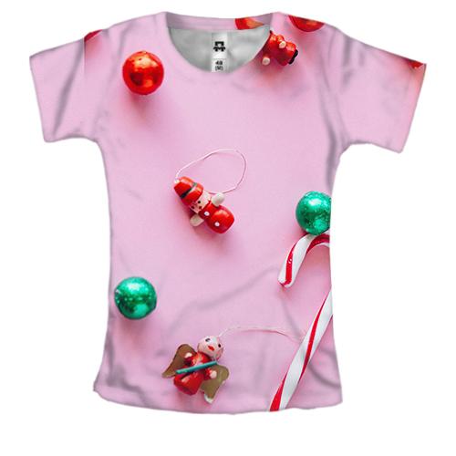 Женская 3D футболка Christmas candy