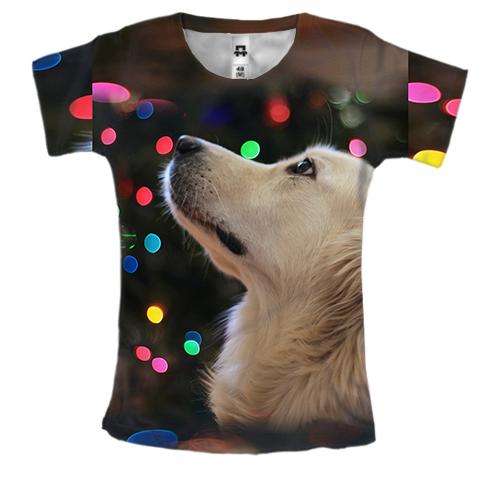 Женская 3D футболка New year dog
