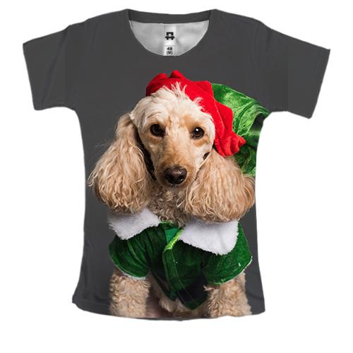 Жіноча 3D футболка New Year dog 2