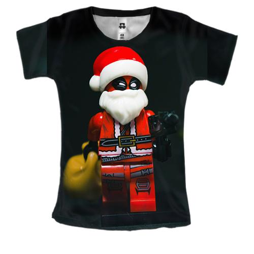 Женская 3D футболка Deadpool Santa Claus