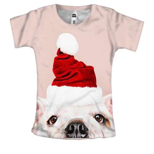 Женская 3D футболка New Year dog 5