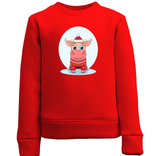 Дитячий світшот бичок в новорічному светрі