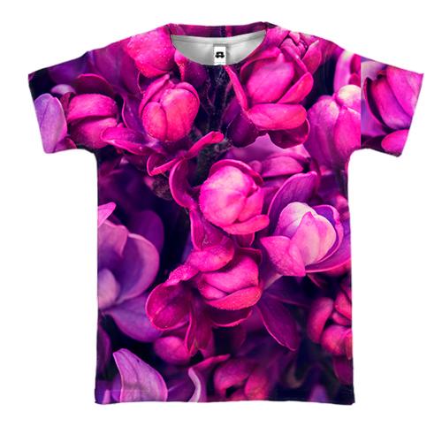 3D футболка Purple petals pattern