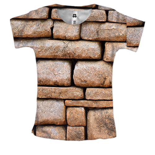 Женская 3D футболка Stone wall