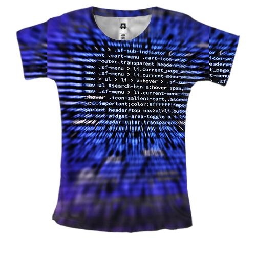 Женская 3D футболка Program codes pattern