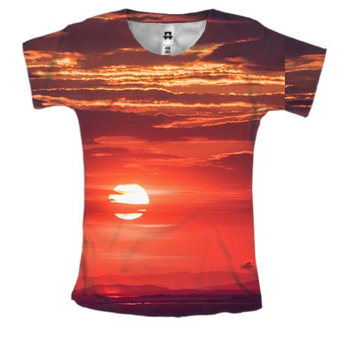 Женская 3D футболка Red sunset