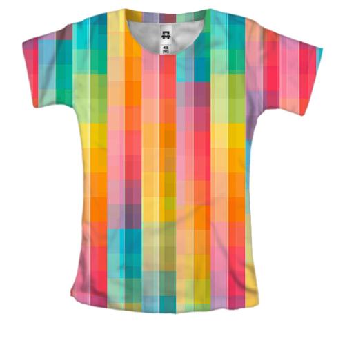 Женская 3D футболка Rainbow squares