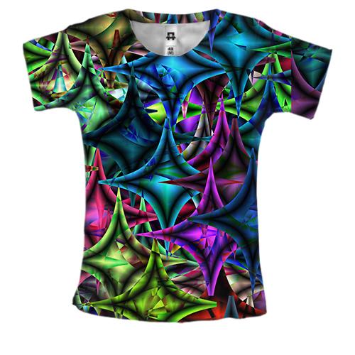 Жіноча 3D футболка Rainbow rhombuses