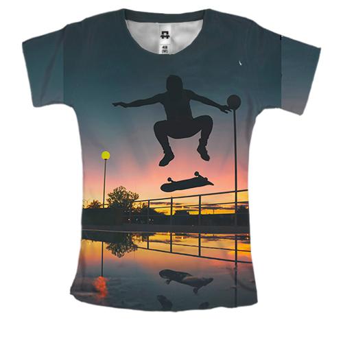 Жіноча 3D футболка Skate and sunset