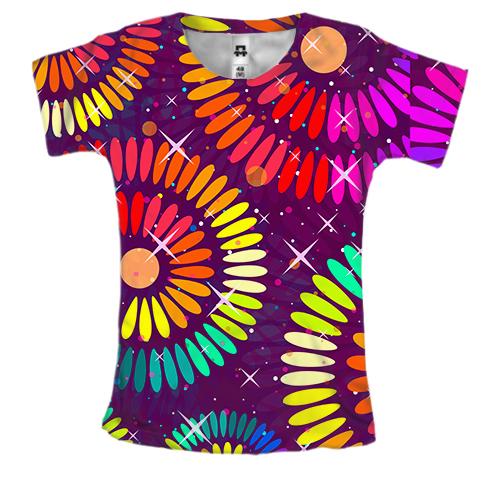 Женская 3D футболка Rainbow circles