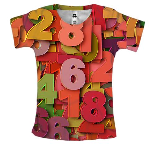 Женская 3D футболка Multicolored numbers