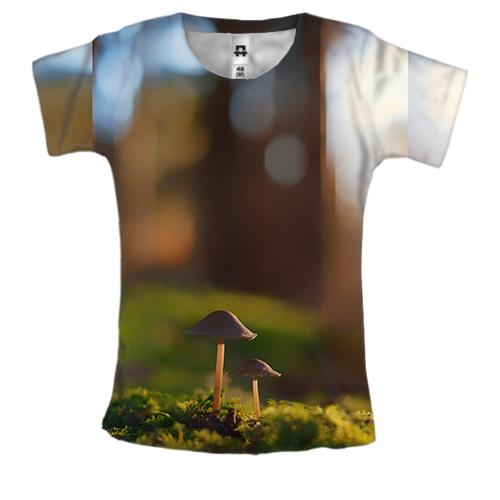 Женская 3D футболка Mushrooms sunshine
