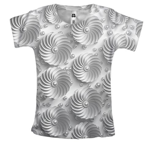 Женская 3D футболка Silver abstraction