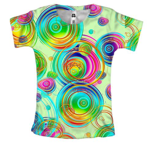 Жіноча 3D футболка Rainbow circles on the water