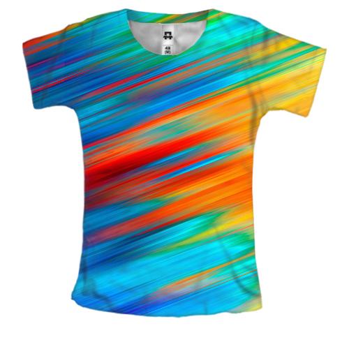 Женская 3D футболка Rainbow stains 2
