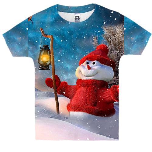 Детская 3D футболка Snowman and starry sky