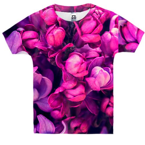 Дитяча 3D футболка Purple petals pattern