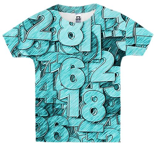 Детская 3D футболка Turquoise numbers