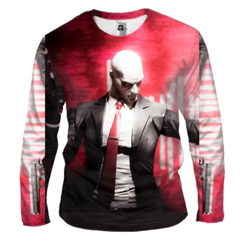 Чоловічий 3D лонгслів Man with pistol on red background