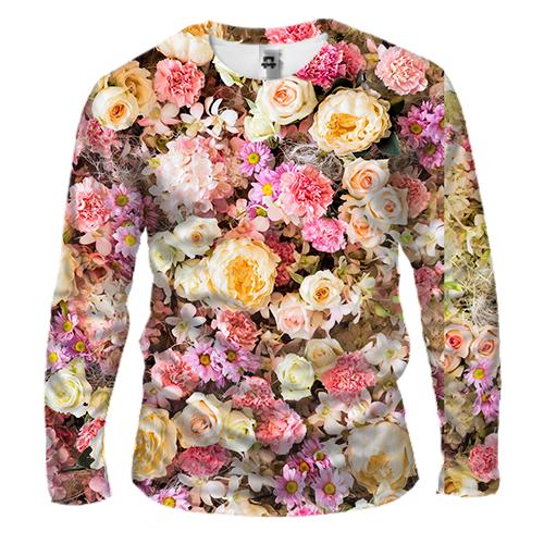 Мужской 3D лонгслив Small flowers pattern
