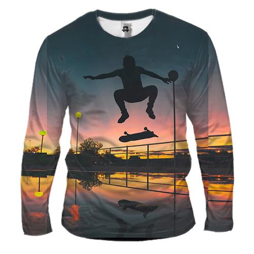 Чоловічий 3D лонгслів Skate and sunset