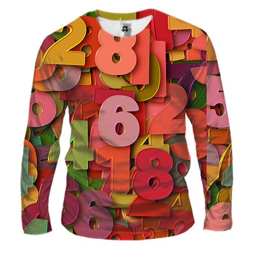 Мужской 3D лонгслив Multicolored numbers