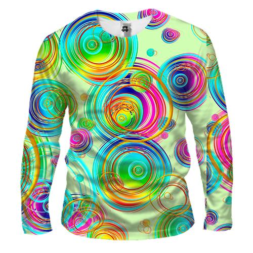 Чоловічий 3D лонгслів Rainbow circles on the water