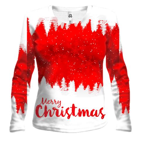 Жіночий 3D лонгслів Christmas red trees