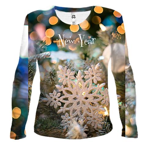 Жіночий 3D лонгслів Christmas snowflake