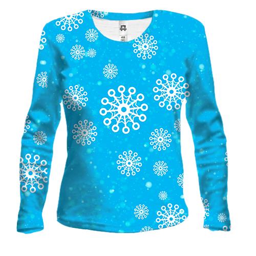 Женский 3D лонгслив Snowflakes pattern